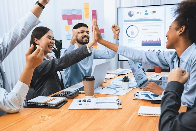 Celebrating a successful installation of a benefit plan by Nick Godfrey Insurance Inc., emphasizing corporate insurance solutions and teamwork in the insurance industry.